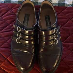Vintage Kenneth Cole Men's Dark Brown Triple-Buckle Oxfords